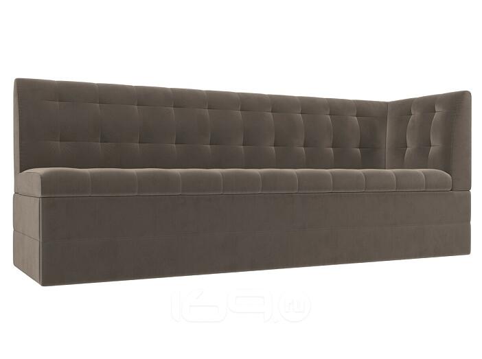 Диван кухонный прямой бриз с углом справа seven 727 коричневый дельфин