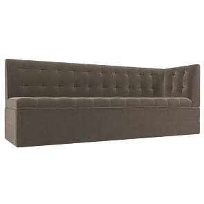 Диван кухонный прямой бриз с углом справа seven 727 коричневый дельфин