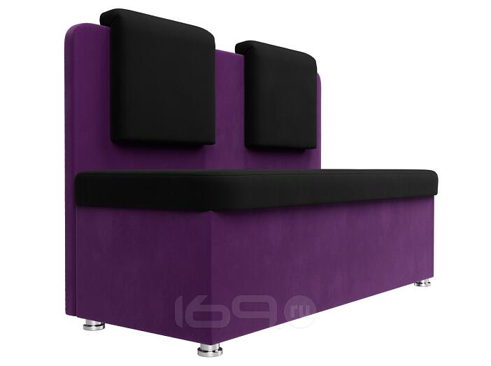 Диван кухонный прямой Маккон 2-х местный Микровельвет Черный Фиолетовый
