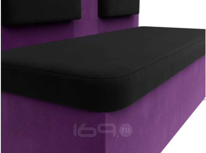 Диван кухонный прямой Маккон 2-х местный Микровельвет Черный Фиолетовый