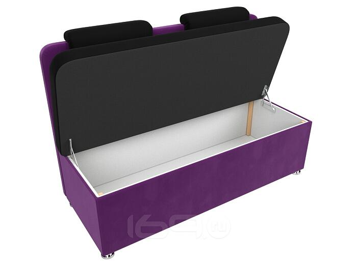 Диван кухонный прямой Маккон 2-х местный Микровельвет Черный Фиолетовый