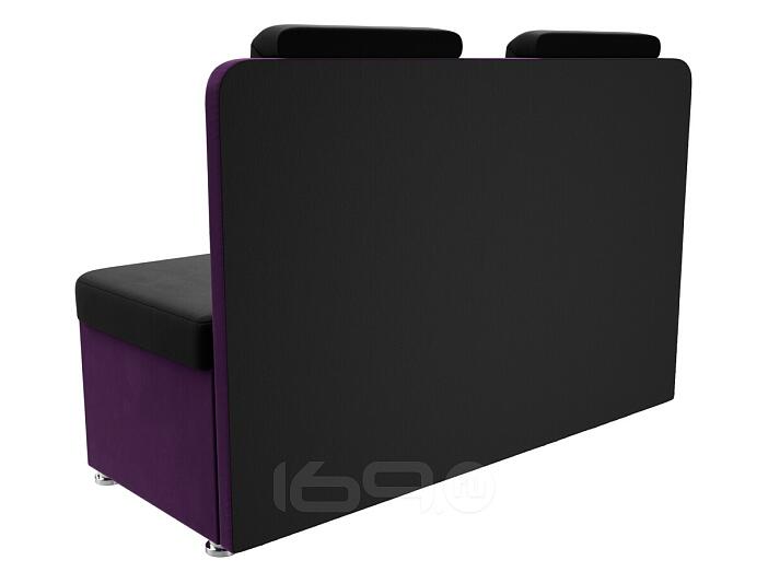 Диван кухонный прямой Маккон 2-х местный Микровельвет Черный Фиолетовый