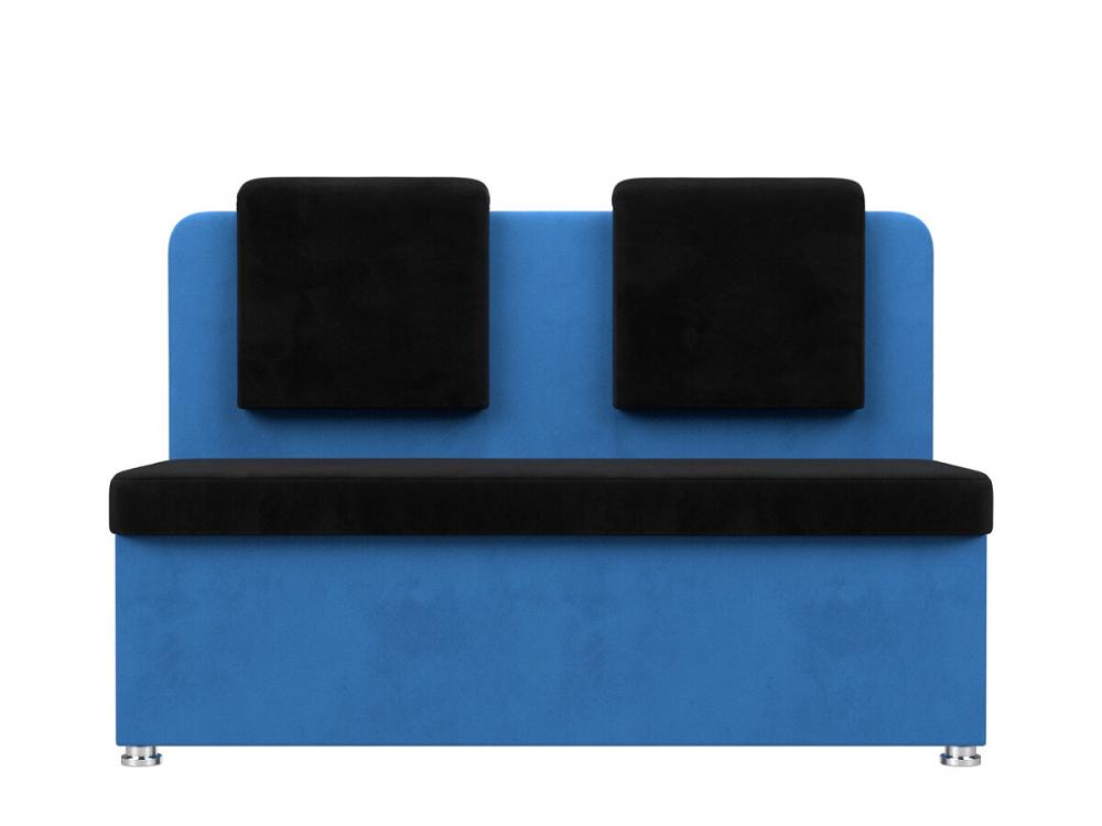 Диван кухонный прямой Маккон 2-х местный Велюр Черный Синий маска медицинская latio синий камуфляж 2 фиксатора формы 50 шт картонный блок