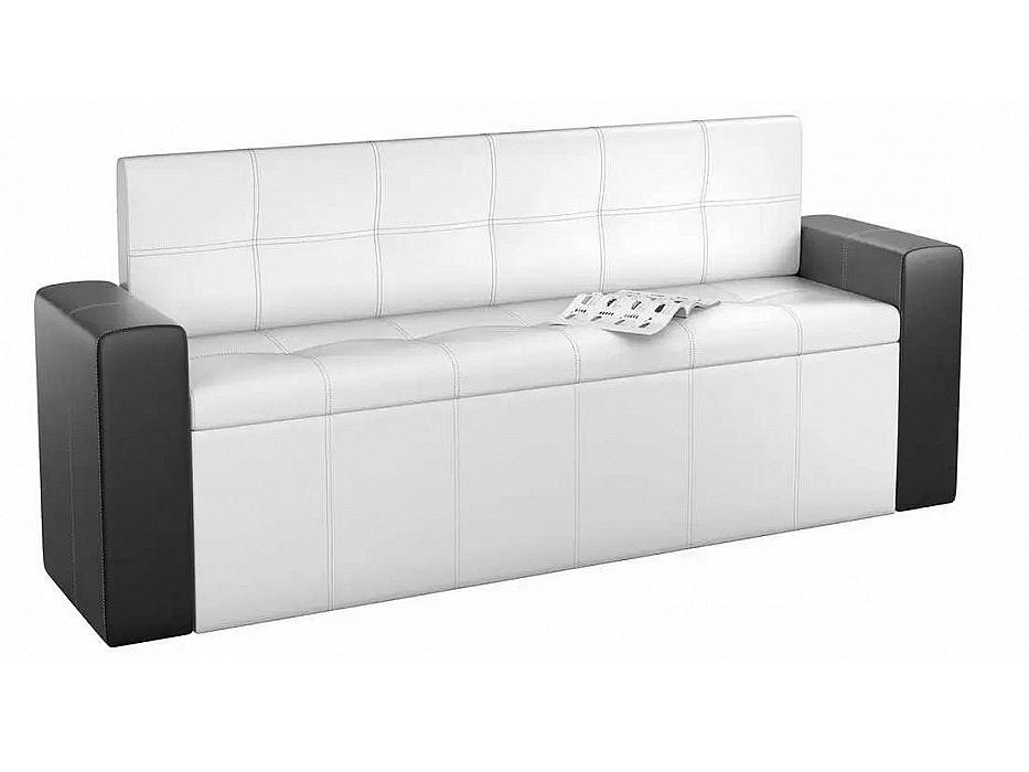 Кухонный прямой диван Династия Экокожа Белый/Черный Браво К-086-0267, цвет белый/черный