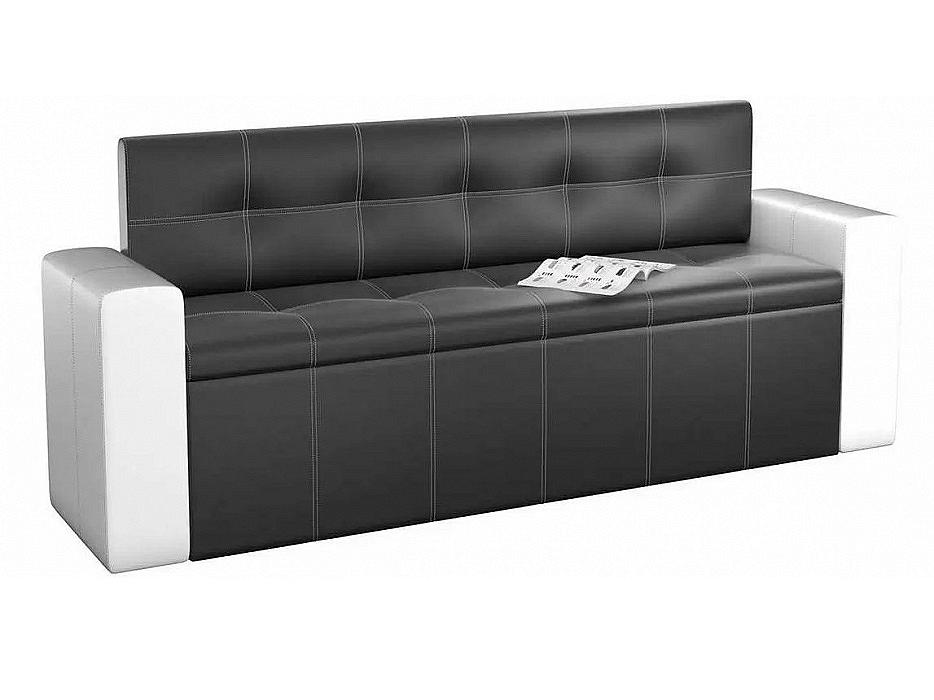 Кухонный прямой диван Династия Экокожа Черный/Белый Браво К-086-0266, цвет черный/белый