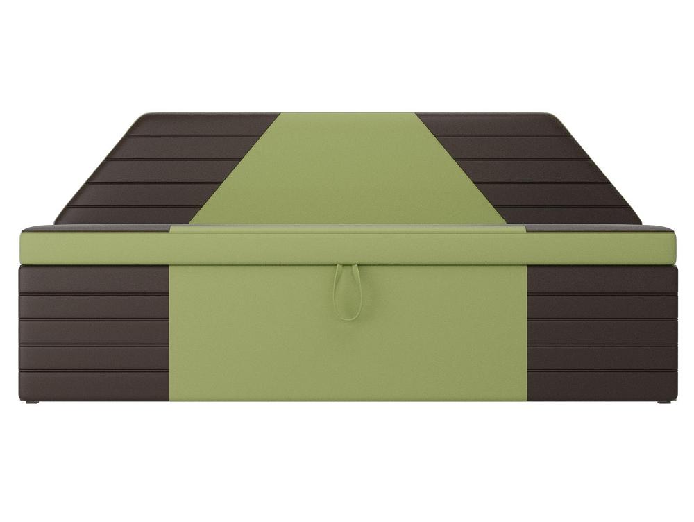 Кухонный прямой диван Дуглас Экокожа Зелёный Коричневый Браво Д-086-2380, цвет зеленый/коричневый