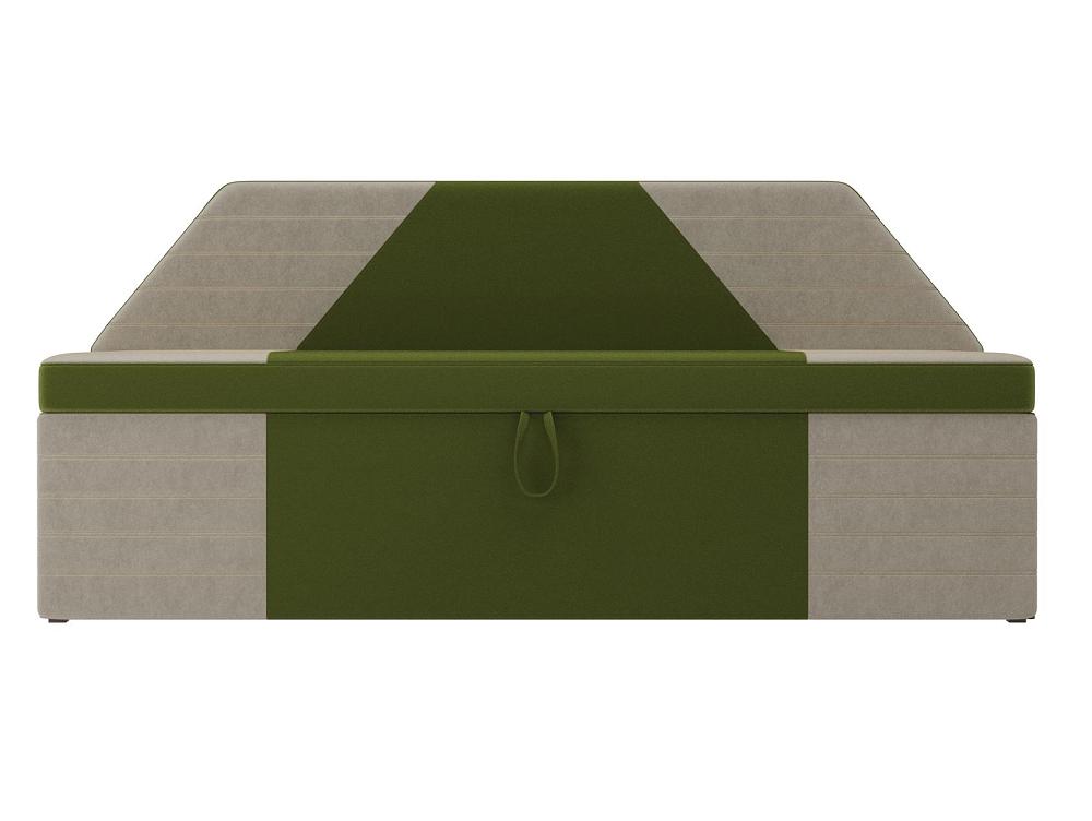 Кухонный прямой диван Дуглас Микровельвет Зелёный Бежевый Браво Д-086-2365, цвет зеленый