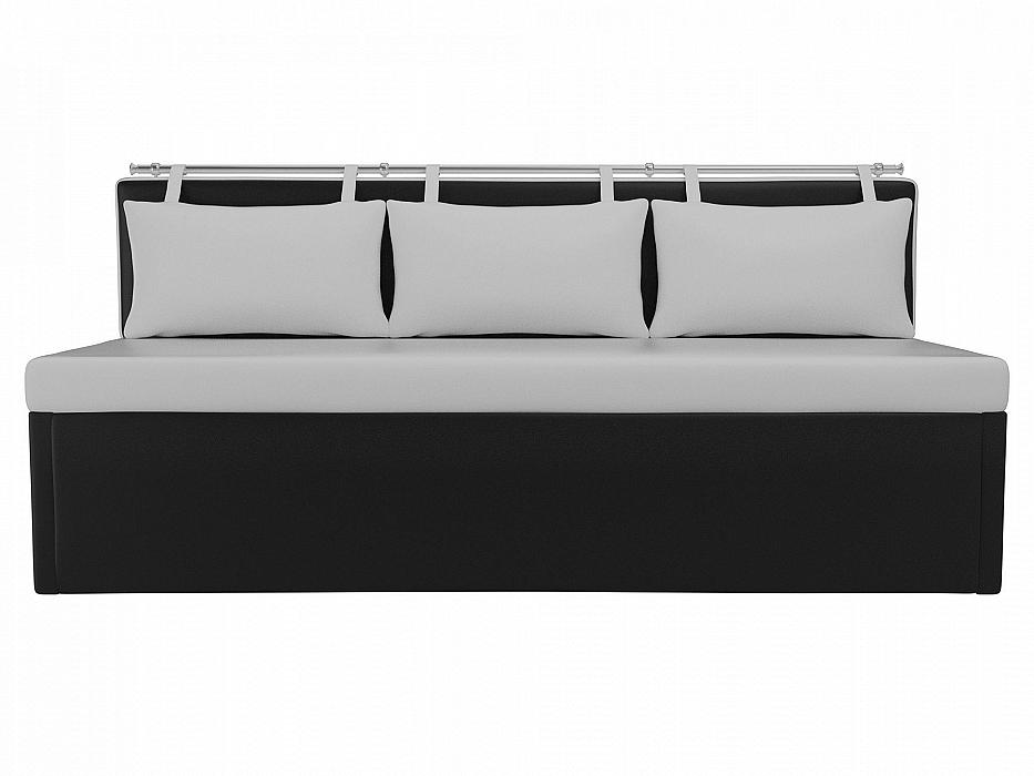 Кухонный прямой диван Метро Экокожа Белый/Черный Браво К-086-0376, цвет белый/черный