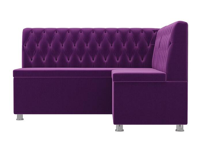 Кухонный угловой диван Мирта Микровельвет Фиолетовый правый угол