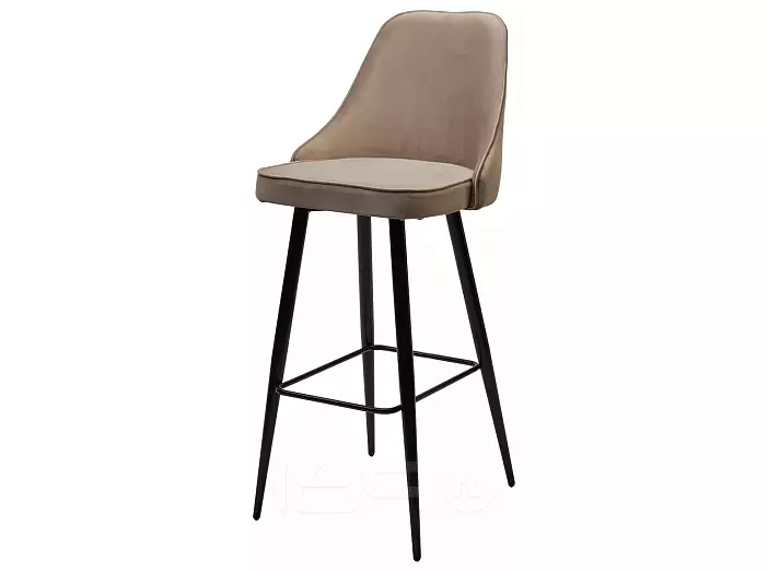 Барный стул NEPAL-BAR БЕЖЕВЫЙ #5, велюр/ черный каркас (H=78cm) М-City