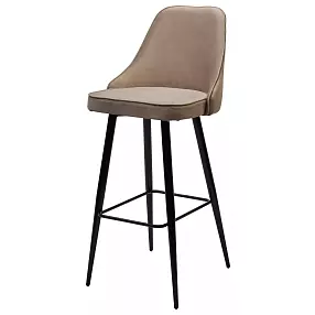 Барный стул NEPAL-BAR БЕЖЕВЫЙ #5, велюр/ черный каркас (H=78cm) М-City