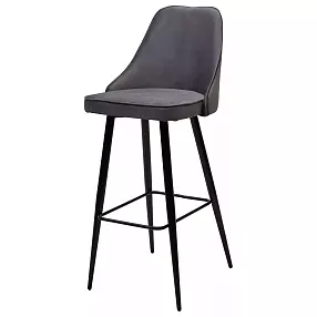 Барный стул NEPAL-BAR СЕРЫЙ #27, велюр/ черный каркас (H=78cm) М-City