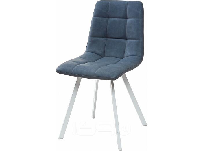 Стул CHILLI SQUARE RU-03 синяя сталь, PU/ белый каркас 
