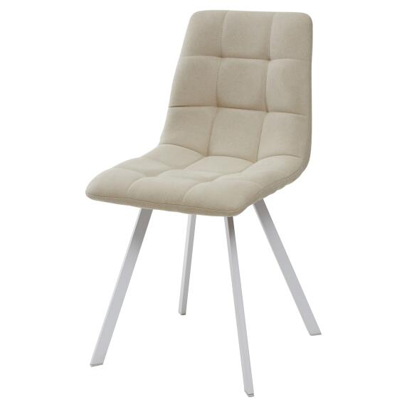 Стул CHILLI SQUARE UF860-01B бежевый, ткань/ белый каркас