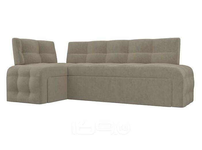 Диван кухонный угловой люксор левый угол бежевый дельфин