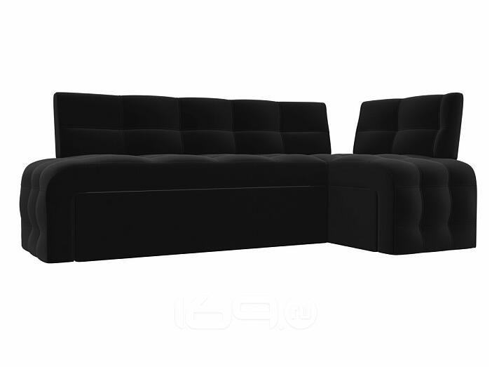 Диван кухонный угловой люксор правый угол черный дельфин