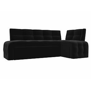 Диван кухонный угловой люксор правый угол черный дельфин