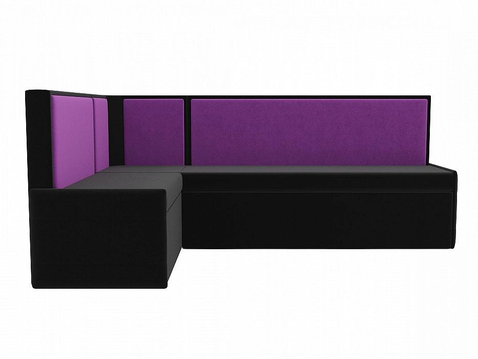 Диван кухонный угловой Кристина левый Микровельвет Черный Фиолетовый кровать интерьерная афина микровельвет фиолетовый 160х200