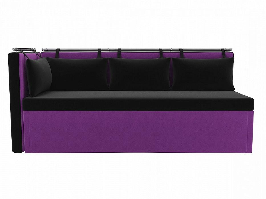 Диван кухонный угловой Метро левый Микровельвет Черный Фиолетовый кровать интерьерная ларго микровельвет фиолетовый 160х200