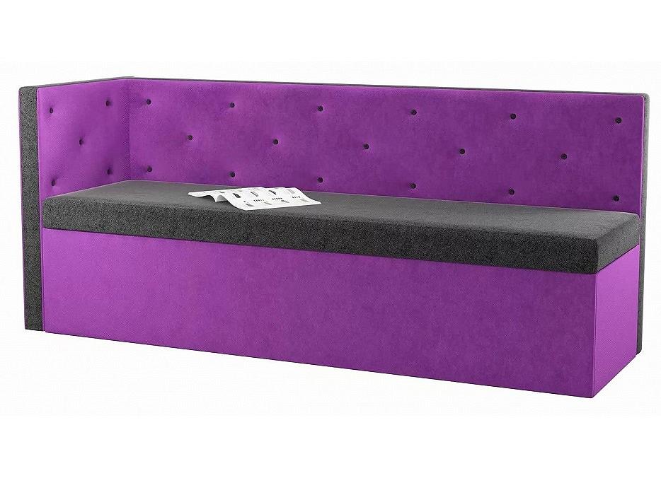 Кухонный угловой диван левый Салвадор Микровельвет Черный/Фиолетовый Браво К-086-0703, цвет черный/фиолетовый
