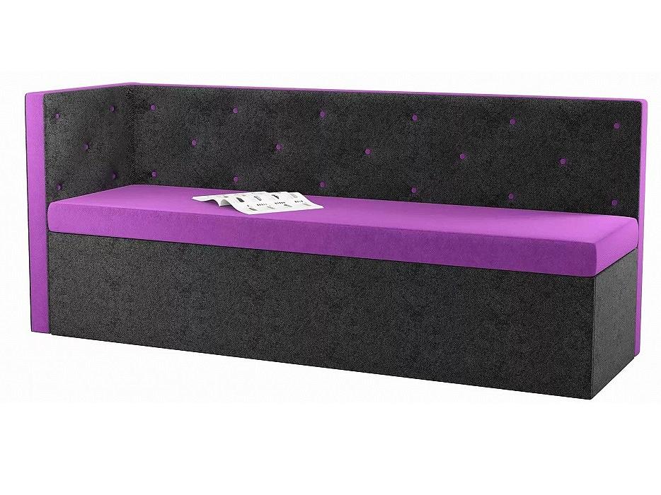 Кухонный угловой диван левый Салвадор Микровельвет Фиолетовый/Черный Браво К-086-0704, цвет фиолетовый/черный