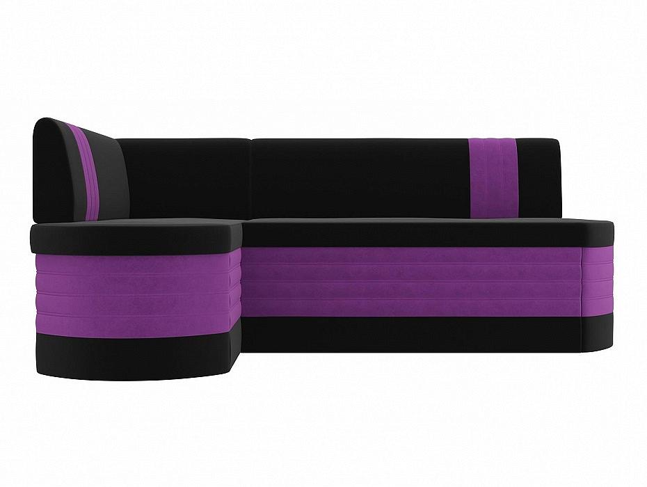 Диван кухонный угловой Токио левый Микровельвет Черный Фиолетовый кровать интерьерная ларго микровельвет фиолетовый 160х200