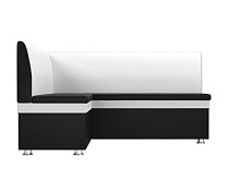 Кухонный угловой диван левый Уют Экокожа Черный/Белый