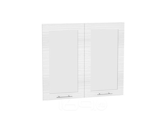 Комплект фасадов Валерия-М со стеклом для каркаса Ф-55 В800 Белый глянец страйп