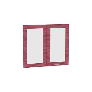 Комплект фасадов Валерия-М со стеклом для каркаса Ф-55 В800 Красный глянец страйп