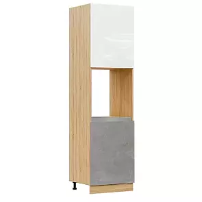 ЛДСП Кухня Карина Пенал для встраиваемой бытовой техники (Белый глянец/Бетон светлый, Сонома)