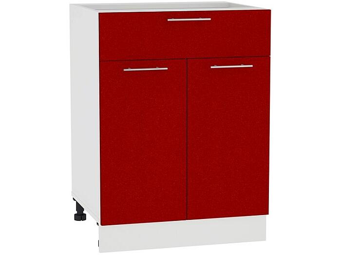 Шкаф нижний с 2-мя дверцами и ящиком Валерия-М Н 601М Гранатовый металлик-Белый
