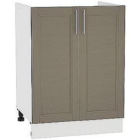 Шкаф нижний под мойку с 2-мя дверцами Сканди НМ 600 Cappuccino Wood-Белый