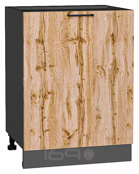 Шкаф нижний с 1-ой дверцей Флэт Wotan Oak 2S/Graphite 816*600*478