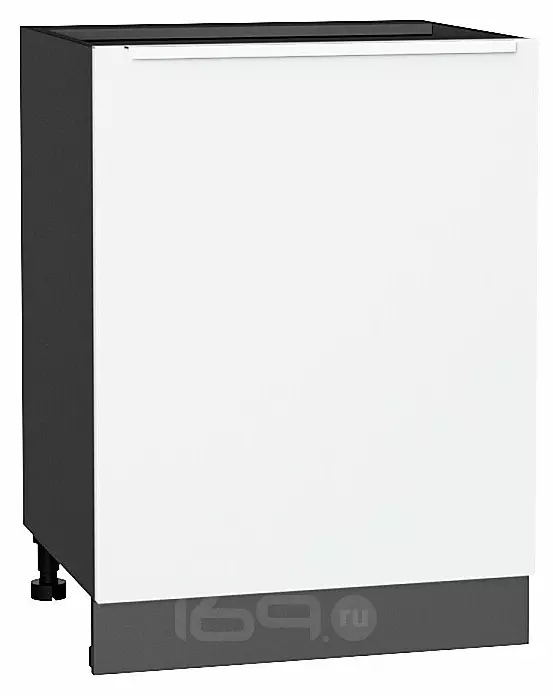 Шкаф нижний с 1-ой дверцей Фьюжн Silky White Graphite 816*600*480