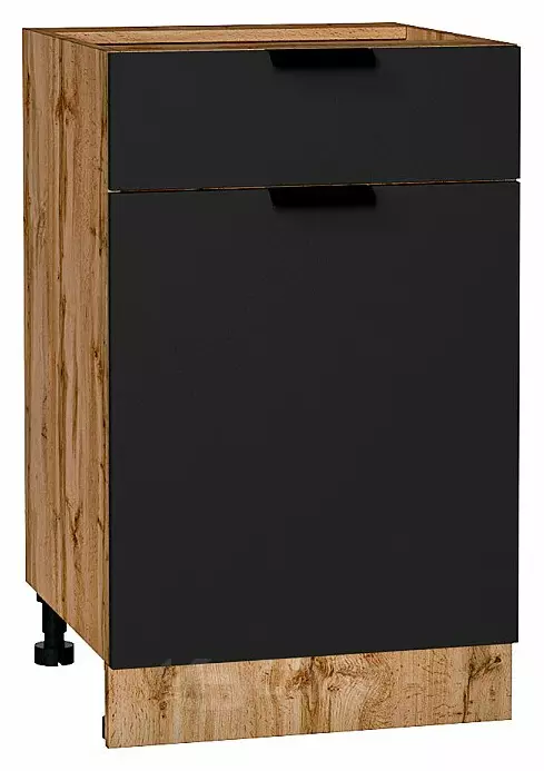 Шкаф нижний с 1-ой дверцей и ящиком Евро Антрацит Дуб Вотан 816*500*478
