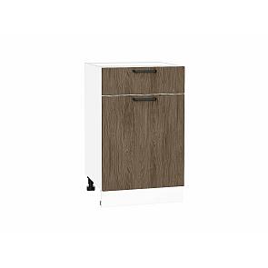 Шкаф нижний с 1-ой дверцей и ящиком Флэт Brown Casella Oak 2S/Белый 816*500*478