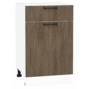 Шкаф нижний с 1-ой дверцей и ящиком Флэт Brown Casella Oak 2S/Белый 816*500*478