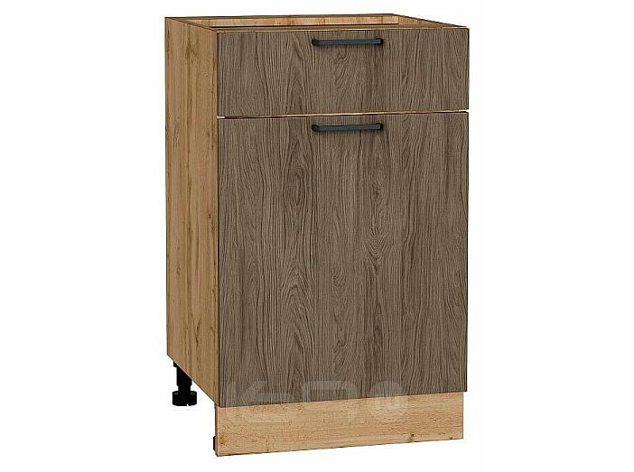 Шкаф нижний с 1-ой дверцей и ящиком Флэт Brown Casella Oak 2S/Дуб Вотан 816*500*478