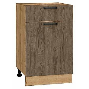 Шкаф нижний с 1-ой дверцей и ящиком Флэт Brown Casella Oak 2S/Дуб Вотан 816*500*478
