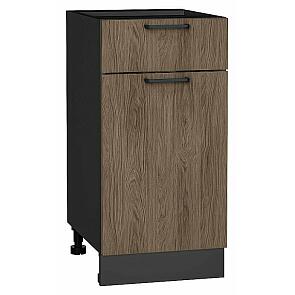 Шкаф нижний с 1-ой дверцей и ящиком Флэт Brown Casella Oak 2S/Graphite 816*400*478