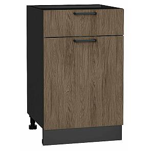 Шкаф нижний с 1-ой дверцей и ящиком Флэт Brown Casella Oak 2S/Graphite 816*500*478