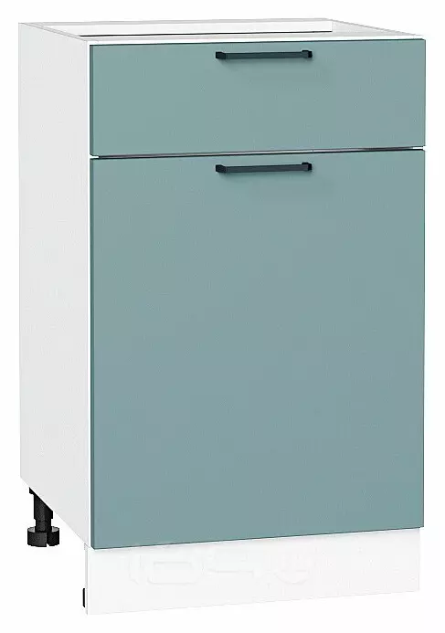 Шкаф нижний с 1-ой дверцей и ящиком Флэт Grey-green In 2S/Белый 816*500*478