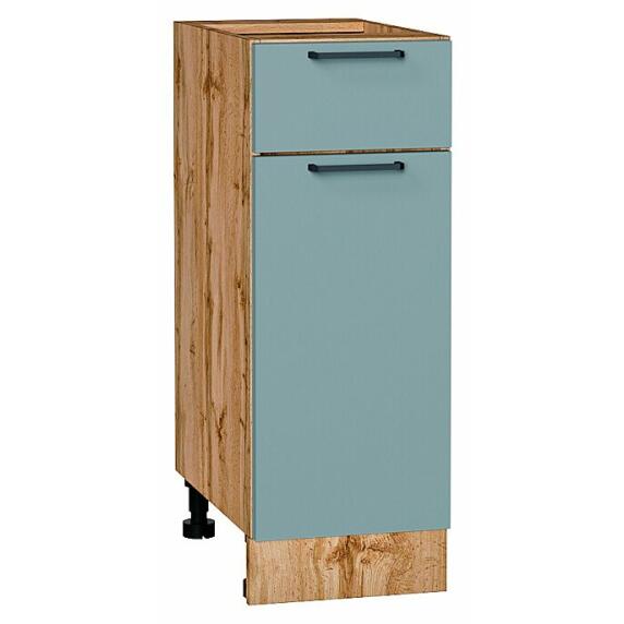 Шкаф нижний с 1-ой дверцей и ящиком Флэт Grey-green In 2S/Дуб Вотан 816*300*478