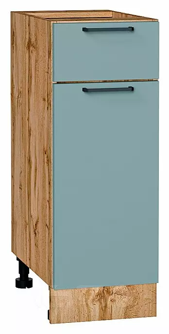Шкаф нижний с 1-ой дверцей и ящиком Флэт Grey-green In 2S/Дуб Вотан 816*300*478
