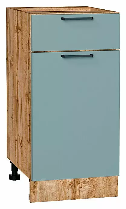 Шкаф нижний с 1-ой дверцей и ящиком Флэт Grey-green In 2S/Дуб Вотан 816*400*478