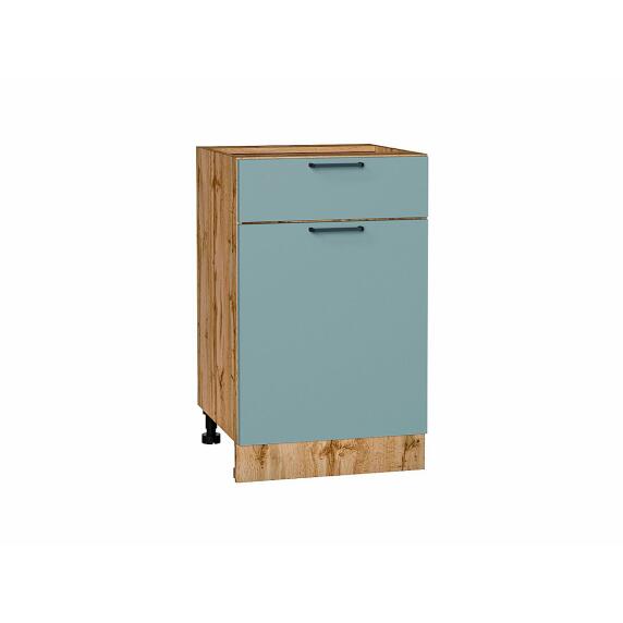 Шкаф нижний с 1-ой дверцей и ящиком Флэт Grey-green In 2S/Дуб Вотан 816*500*478