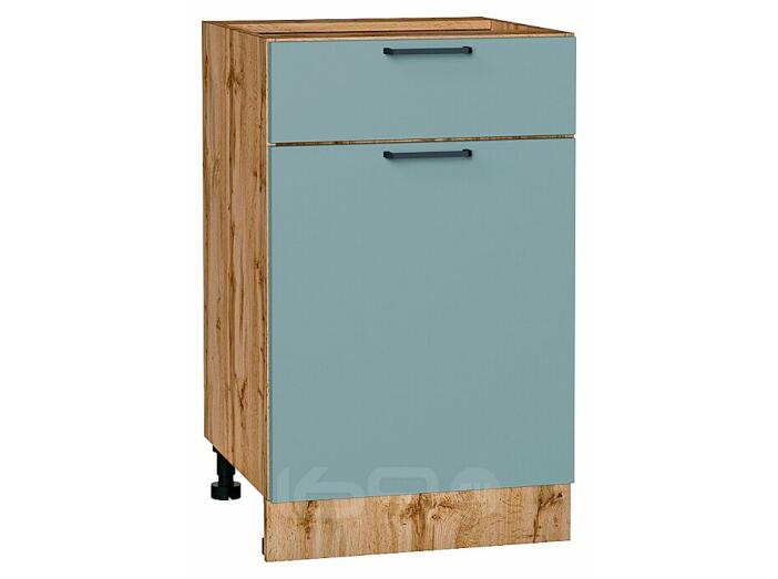 Шкаф нижний с 1-ой дверцей и ящиком Флэт Grey-green In 2S/Дуб Вотан 816*500*478