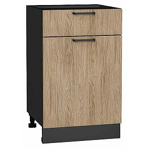 Шкаф нижний с 1-ой дверцей и ящиком Флэт Natural Casella Oak 2S/Graphite 816*500*478