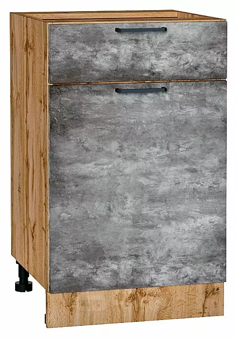 Шкаф нижний с 1-ой дверцей и ящиком Флэт Temple Stone 2S/Дуб Вотан 816*500*478