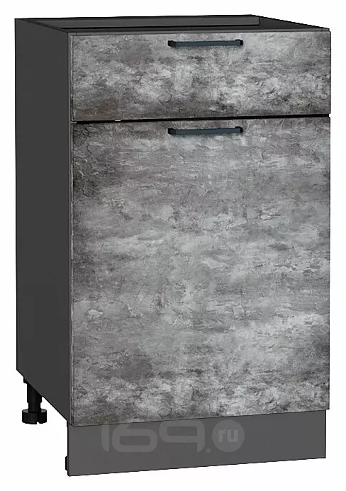 Шкаф нижний с 1-ой дверцей и ящиком Флэт Temple Stone 2S/Graphite 816*500*478
